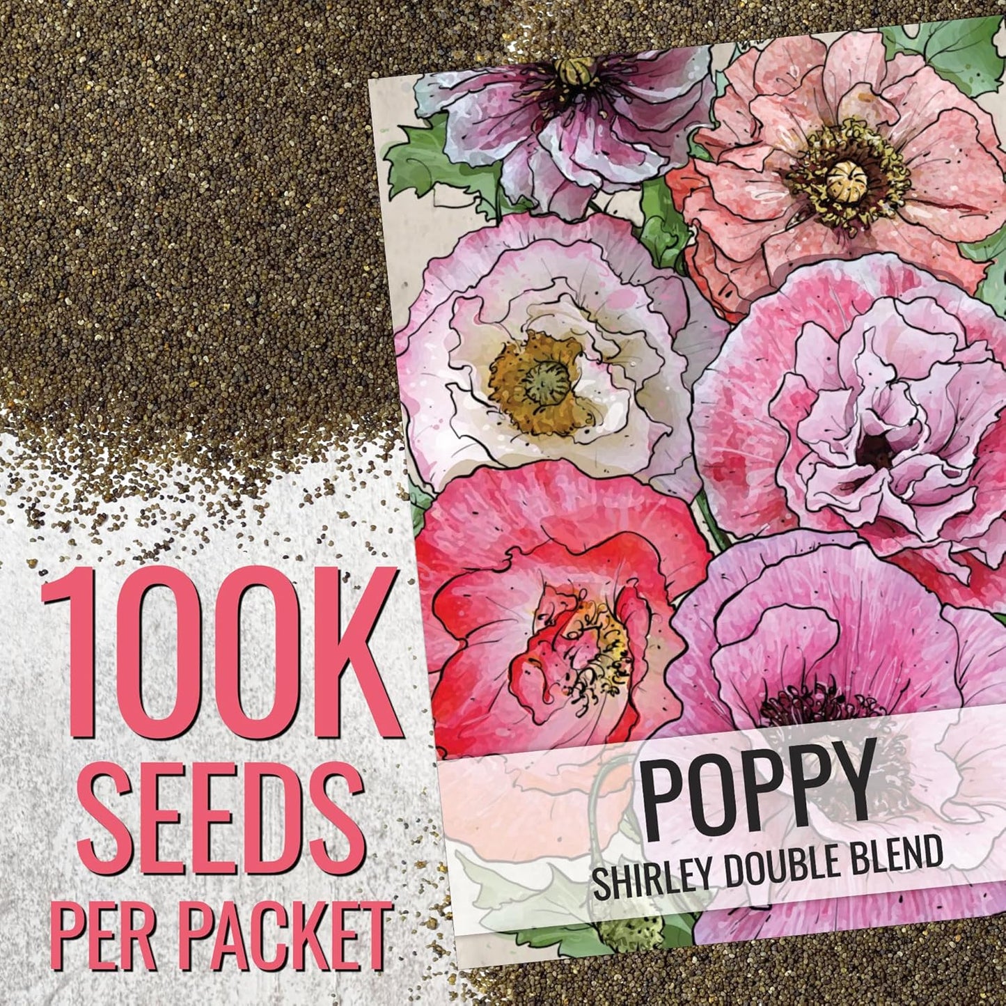 Seed Needs Shirley Mixed Poppy Seeds - 100,000+ Heirloom Papaver Rhoeas | Bulk Double Mixture Blend