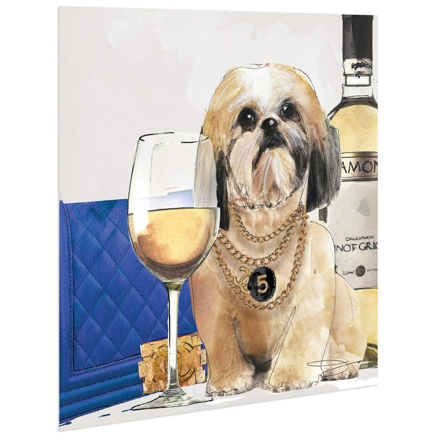 Empire Art Direct Frameless Free Floating Print Tempered Glass Panel Graphic Pet Wall Art Ready to Hang, 20" x 20", Wine Me