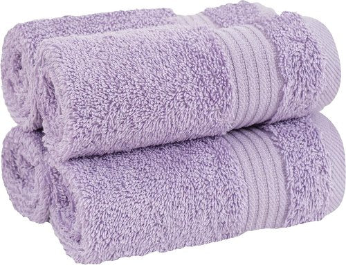 Cotton Paradise 100% Cotton Turkish Washcloth Set - Soft Absorbent 4-Piece Towels in Lilac