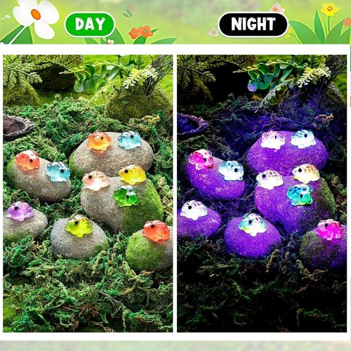 Exasinine 50Pcs Miniature Luminous Frog Figurines - 10 Color Options for Fairy Gardens & Aquariums