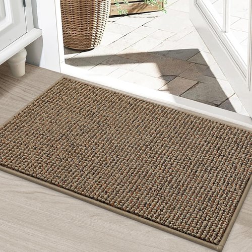 BEQHAUSE Dirt Trapper Door Mat - Non-Slip, Washable, Absorbent | 24" x 36" Beige Entrance Mat