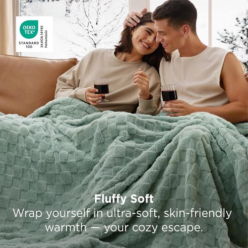 Bedsure GentleSoft Queen Size Blanket - Super Soft Cozy Fleece Throw in Sage Green, 90x90 Inches