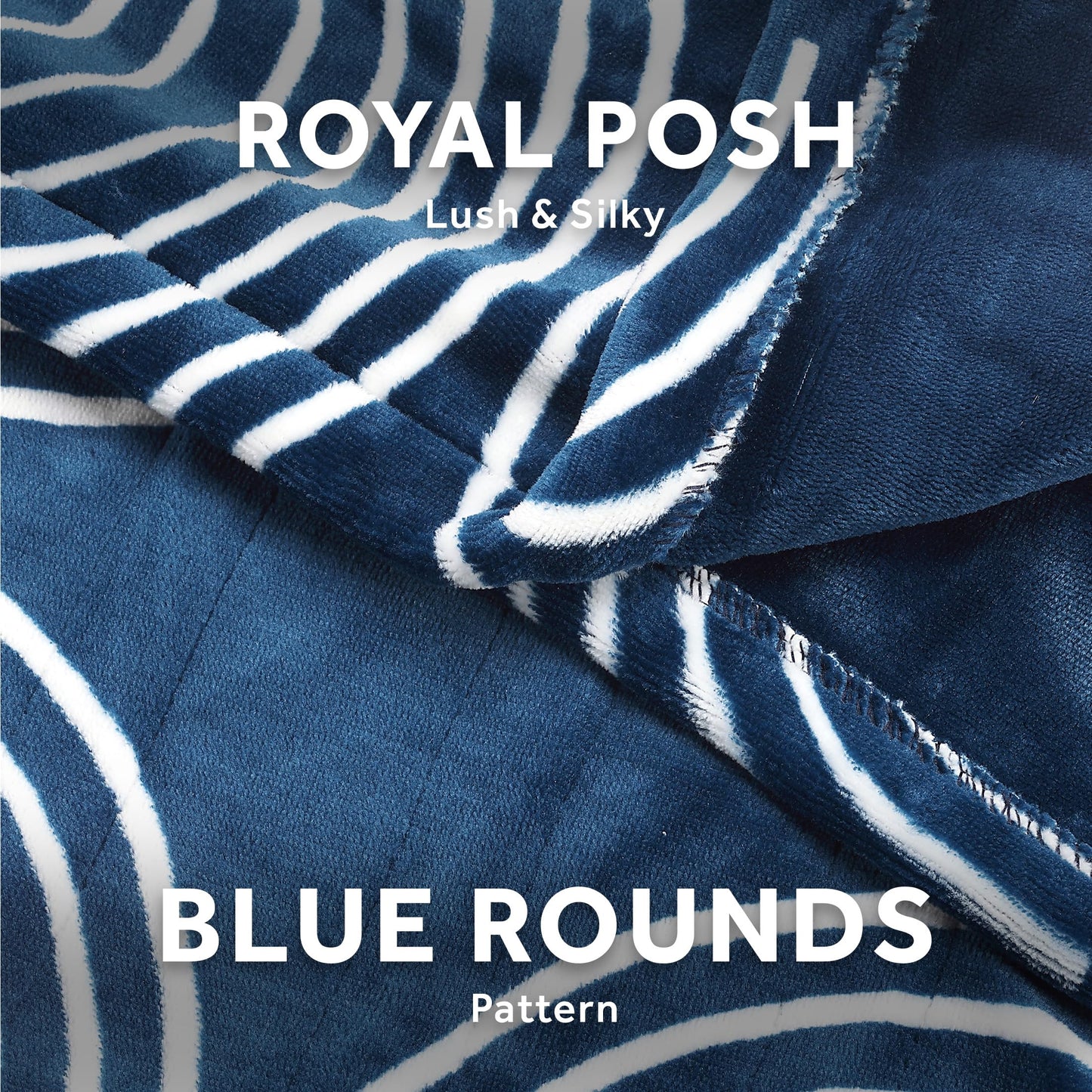 Sunbeam Ultimate Cozy Royal Posh Velvet Hand & Foot Pocket Heated Throw Electric Blanket, 50" x 72", 4 Heat Settings, 4-Hour Auto Shut-Off, Warming Throw for Couch, Machine Washable, Blue Rounds