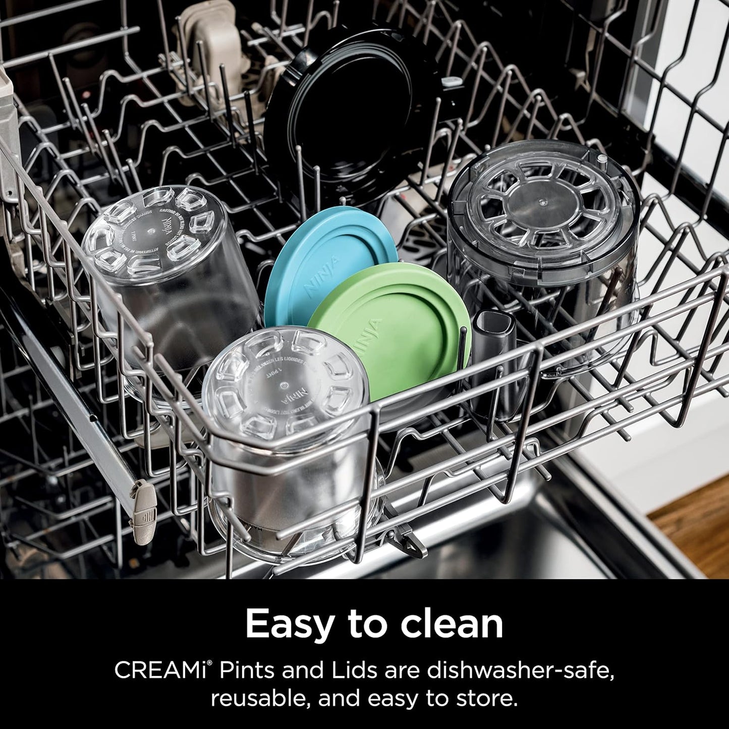 Ninja® CREAMi® Original Pints - BPA-Free & Dishwasher Safe, 2 Pack with Color Lids, 1 Pint Each