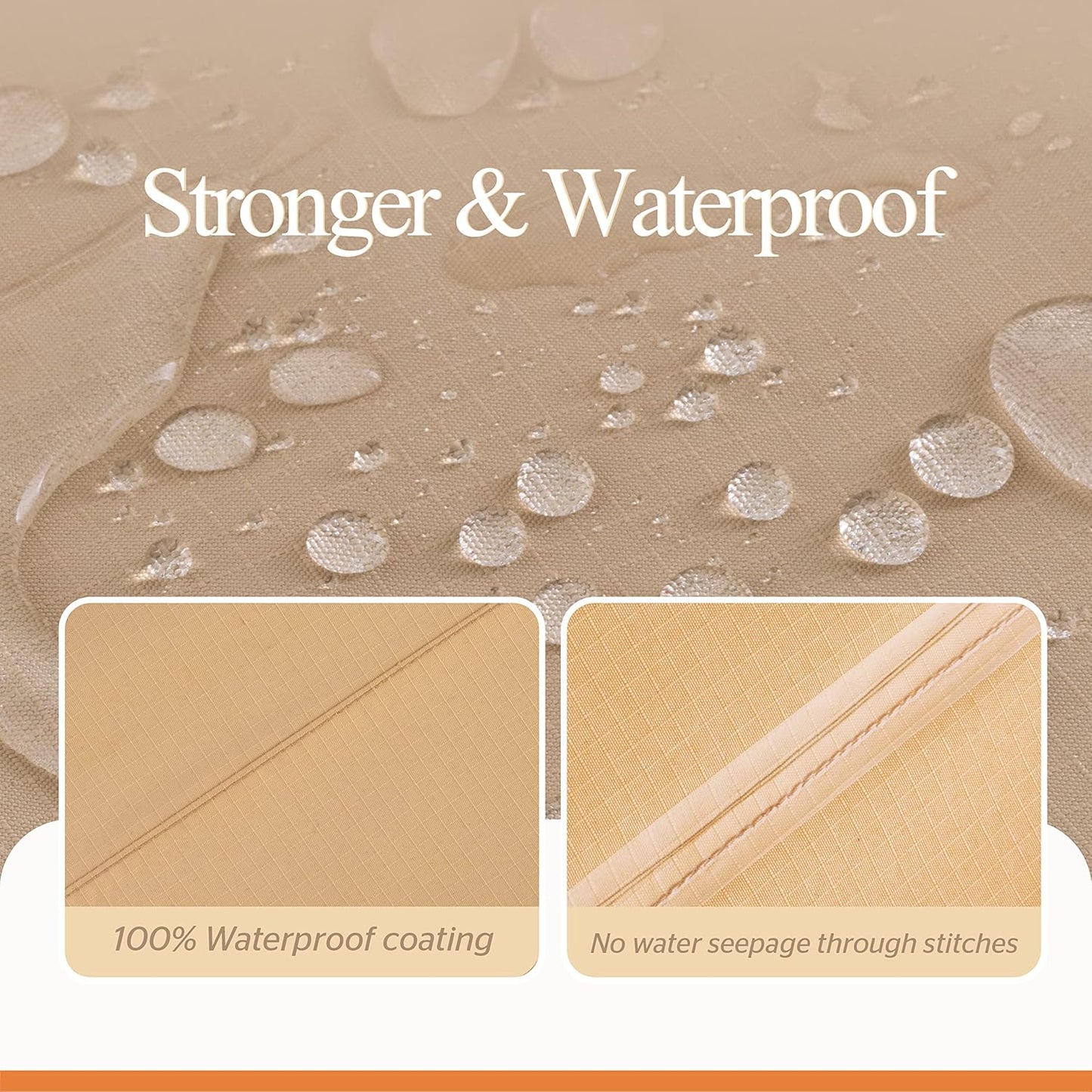 WJ-X3 Heavy Duty Waterproof Patio Chair Cover - 33W x 35D x 36H - Beige | 2-Pack Outdoor Lounge Protection