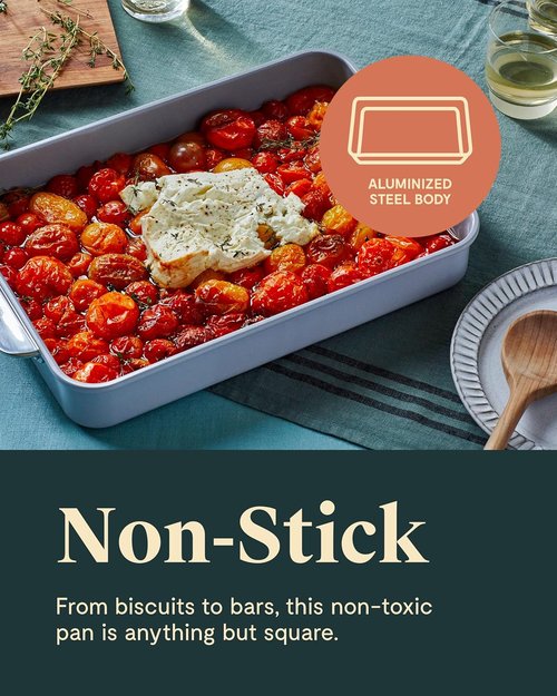 Caraway Non-Stick Ceramic 9”x13” Rectangle Pan Duo - Naturally Slick & Non-Toxic - Ideal for Brownies, Lasagnas & More - White