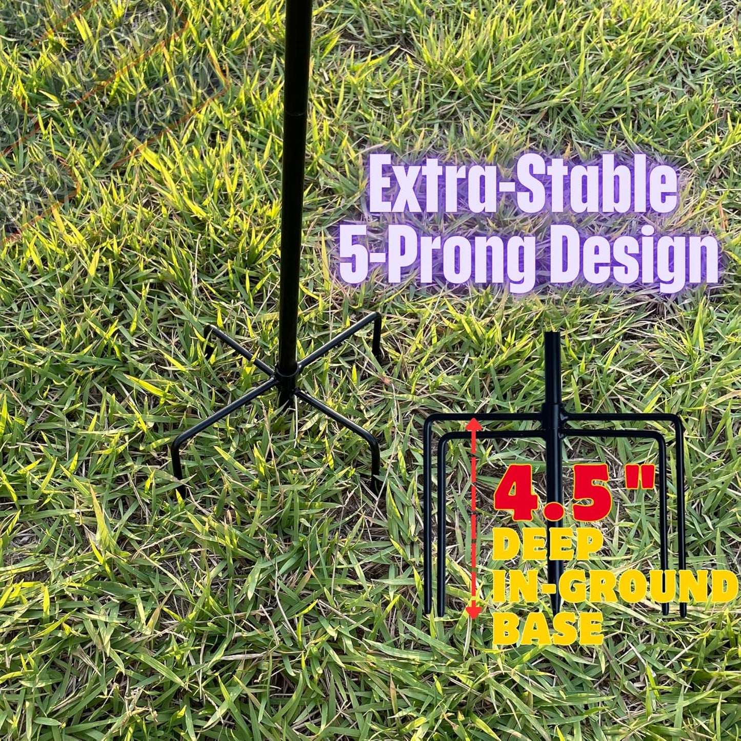 LCCBRO Garden Flag Stand Holder - Weatherproof 5-Prong Base for 12" x 18" Flags | Stable Outdoor Display
