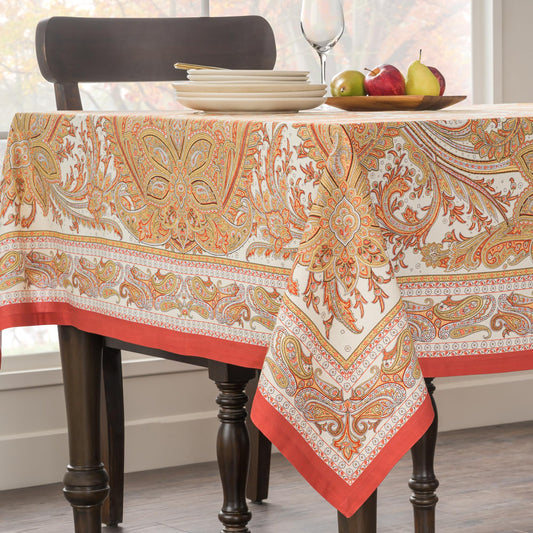 Maison d' Hermine Table Cloth Square Table 100% Cotton 60 x 60 Inches Tablecloth Reusable Decorative Everyday Use for Dining Room, Farmhouse, Home, Party, Festive & Wedding - Kashmir Paisley