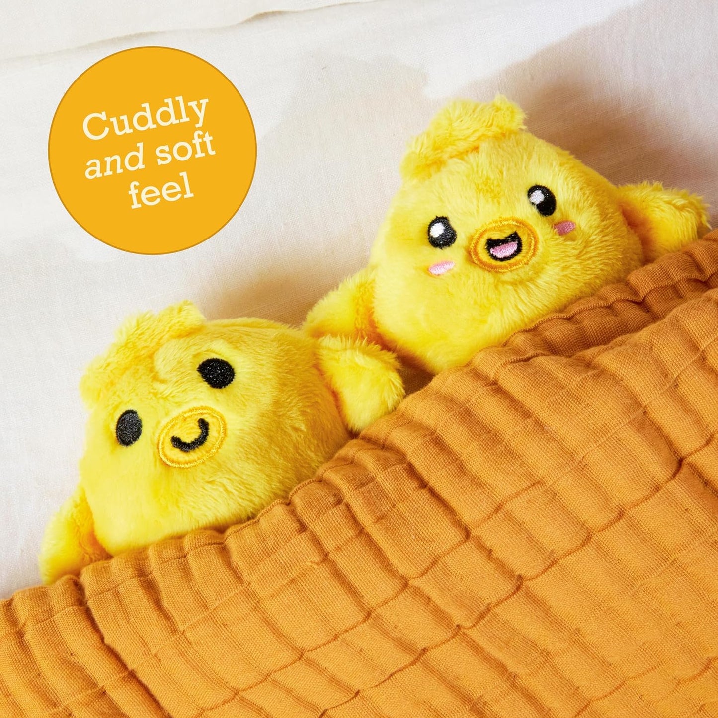 Relatable Emotional Support Chickies - Cuddly Plush Stuffed Animals | 5 Squishy Toys with Carrying Basket