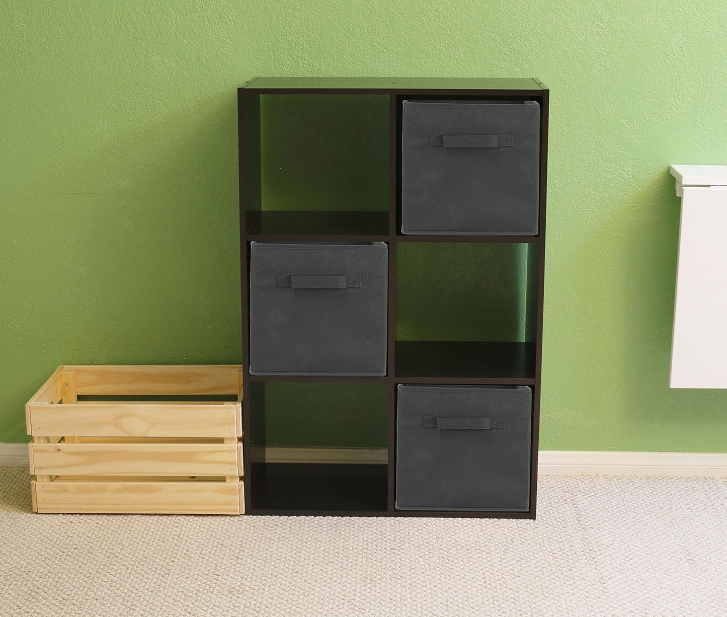 Simple Houseware Foldable Cube Storage Bins - 11-Inch Dark Gray Fabric Organizers | 6-Pack for Closet & Shelves