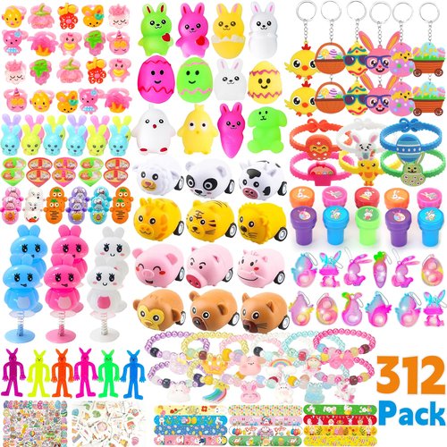 Fumogym 312PCS Easter Egg Fillers for Kids Boys Girls Basket Stuffers Party Favors Easter Toy Gifts Egg Hunt Party Supplies Decorations