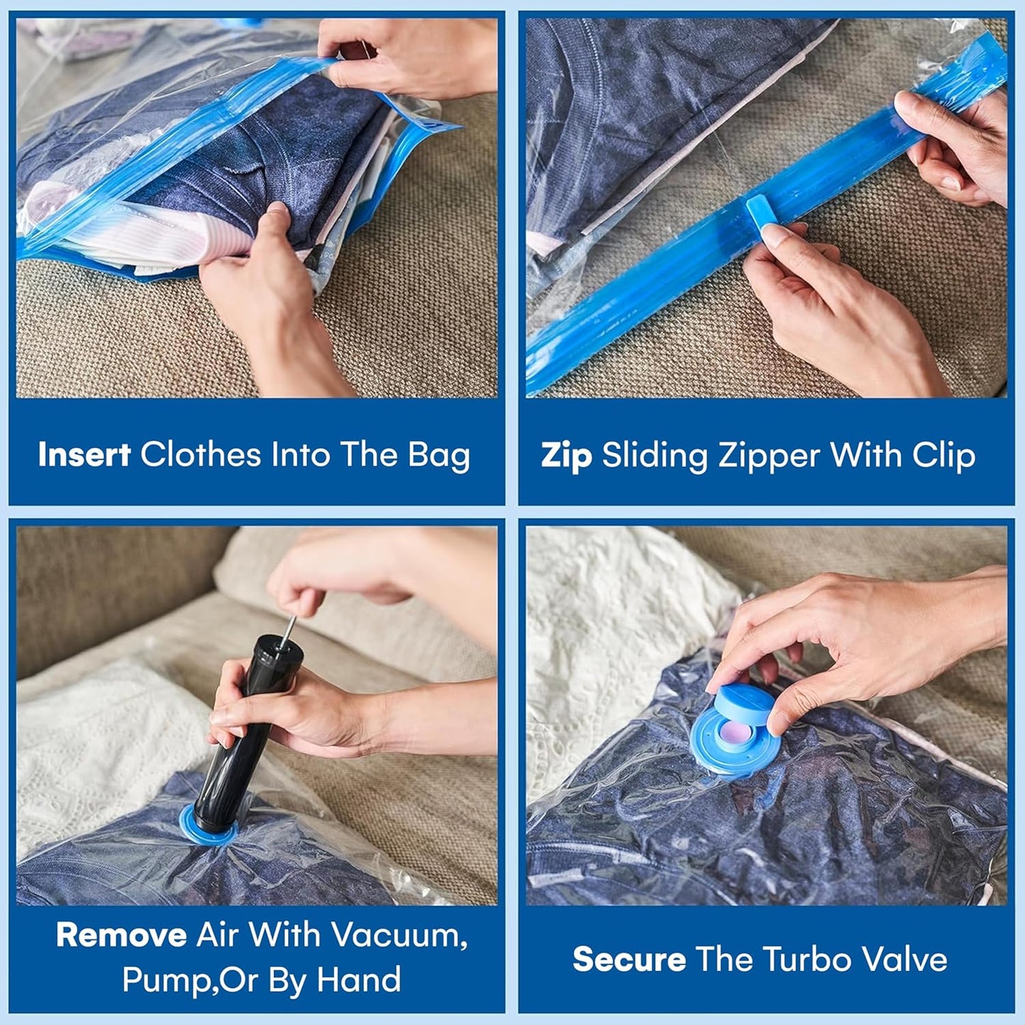 Skiennix Vacuum Storage Bags - 20-Pack Variety for Comforters, Blankets & Clothes | Space-Saving Compression Bags with Hand Pump (5S, 5M, 5L & 5XL)