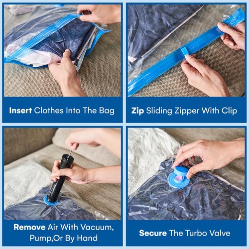 20-Pack Variety Vacuum Storage Bags for Comforters, Blankets & Clothes – Vacuum Sealed Compression Bags with Hand Pump – Space Saver Storage Bags for Bedding,Travel & Organization (5S, 5M, 5L & 5XL)