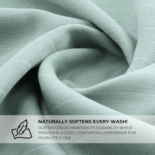 Featherhead™ Cotton Muslin Swaddle Blankets - Soft & Breathable Newborn Essentials | Large 47”x47” (4 Pack - Blue Solids)