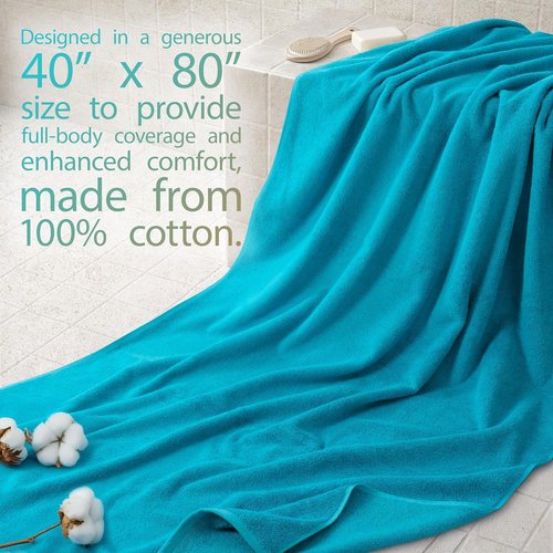 Cotton Paradise 100% Cotton Oversized Bath Sheet - Extra Large Aqua Blue Turkish Towel 40x80