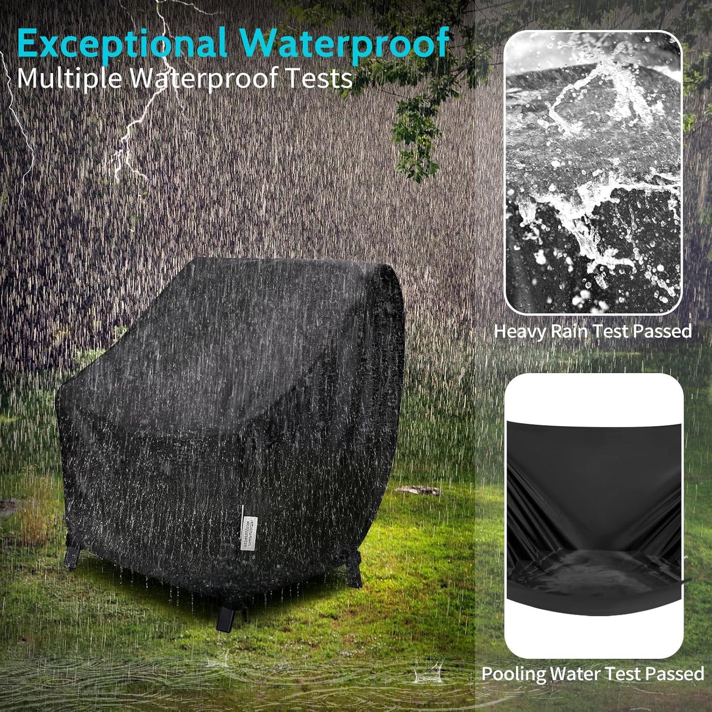Skiennix Outdoor Chair Covers - Waterproof & UV Resistant - Heavy Duty Oxford Fabric, Black, 33x34x31 Inches