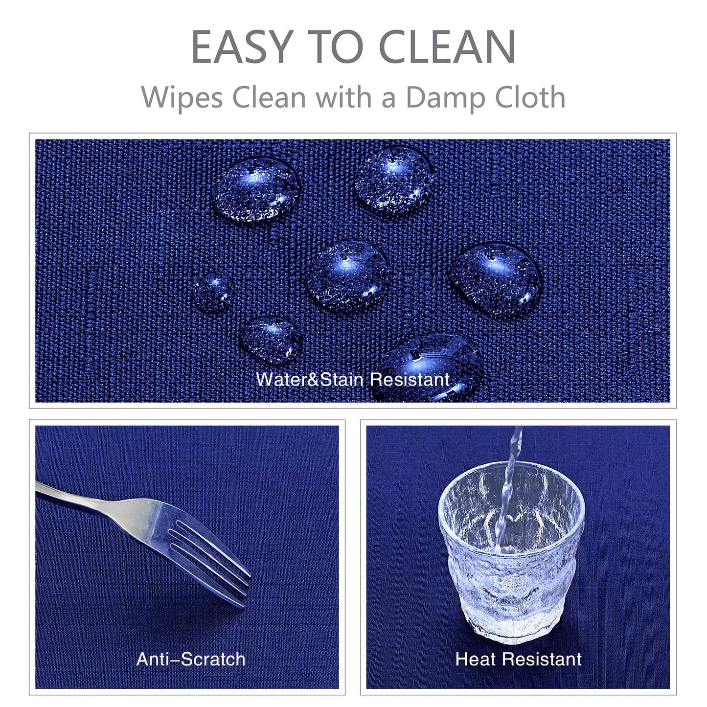 Veblandy Rectangle Tablecloth Waterproof 60x104 inch Linen Textured Table Cloth Stain and Wrinkle Resistant Washable, Decorative Fabric Table Cover for Dining, Party and Camping, Royal Blue