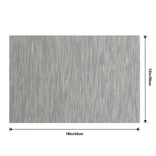 Leetaltree Silver Placemats Set of 12 - Heat Resistant Non-Slip Place mats for Dining Table, Washable Durable PVC Vinyl Woven Table Mats（Sliver, 12）