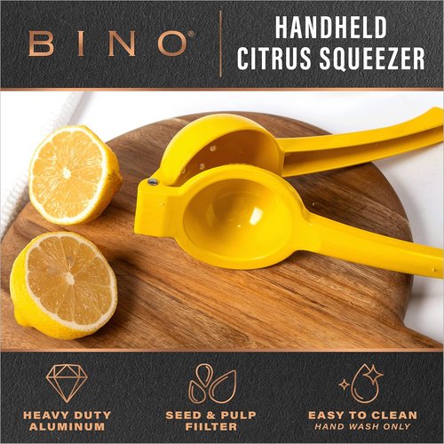 BINO Aluminum Alloy Lemon Juicer - Manual Citrus Squeezer Press for Fresh Juice | Yellow Hand Press Tool