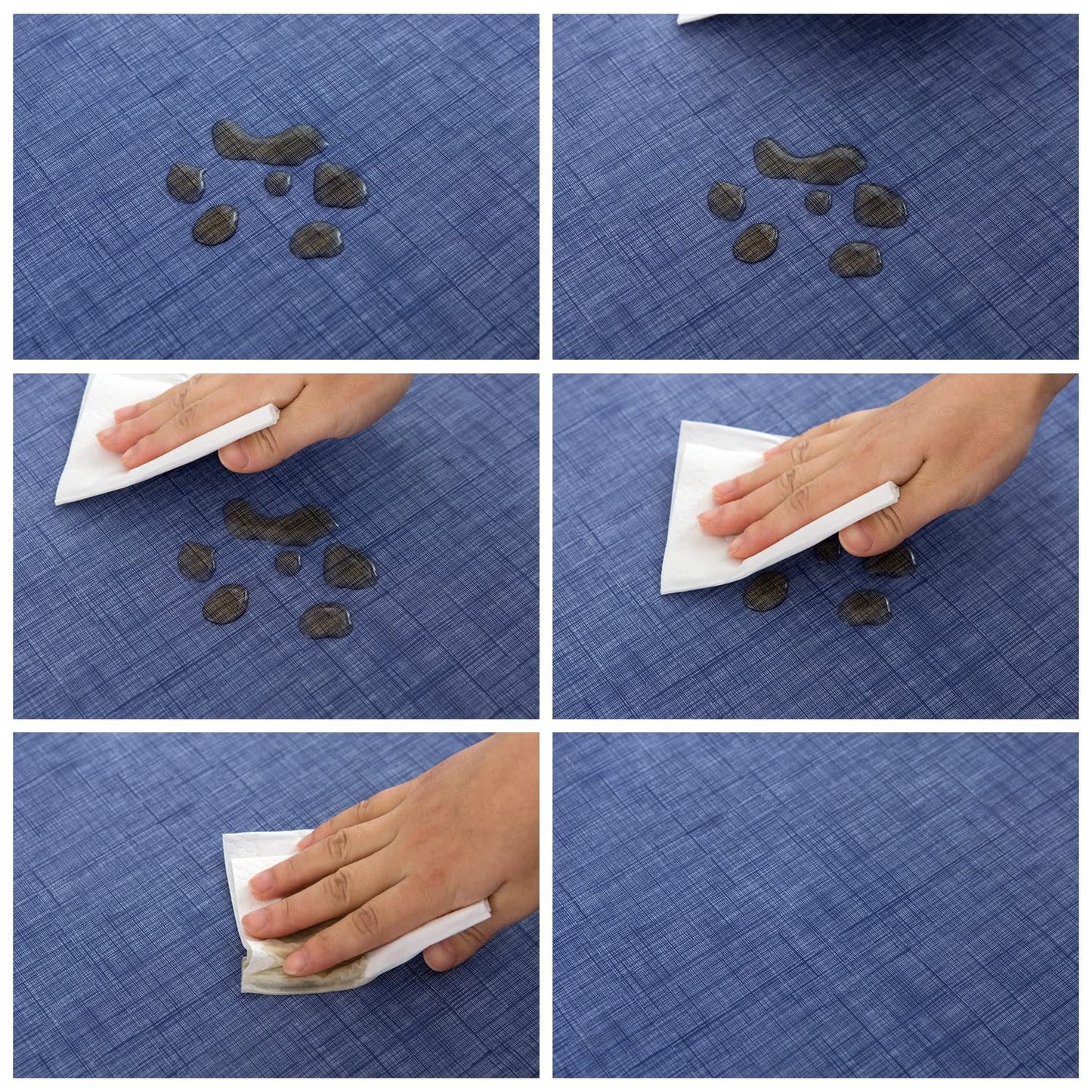 Pioggia Vinyl Tablecloth with Flannel Backing Rectangle Waterproof Oil-Proof Plastic Table Cloth Wipeable PVC Table Cover for Indoor and Outdoor (Blue, 60 x 84 Inch)