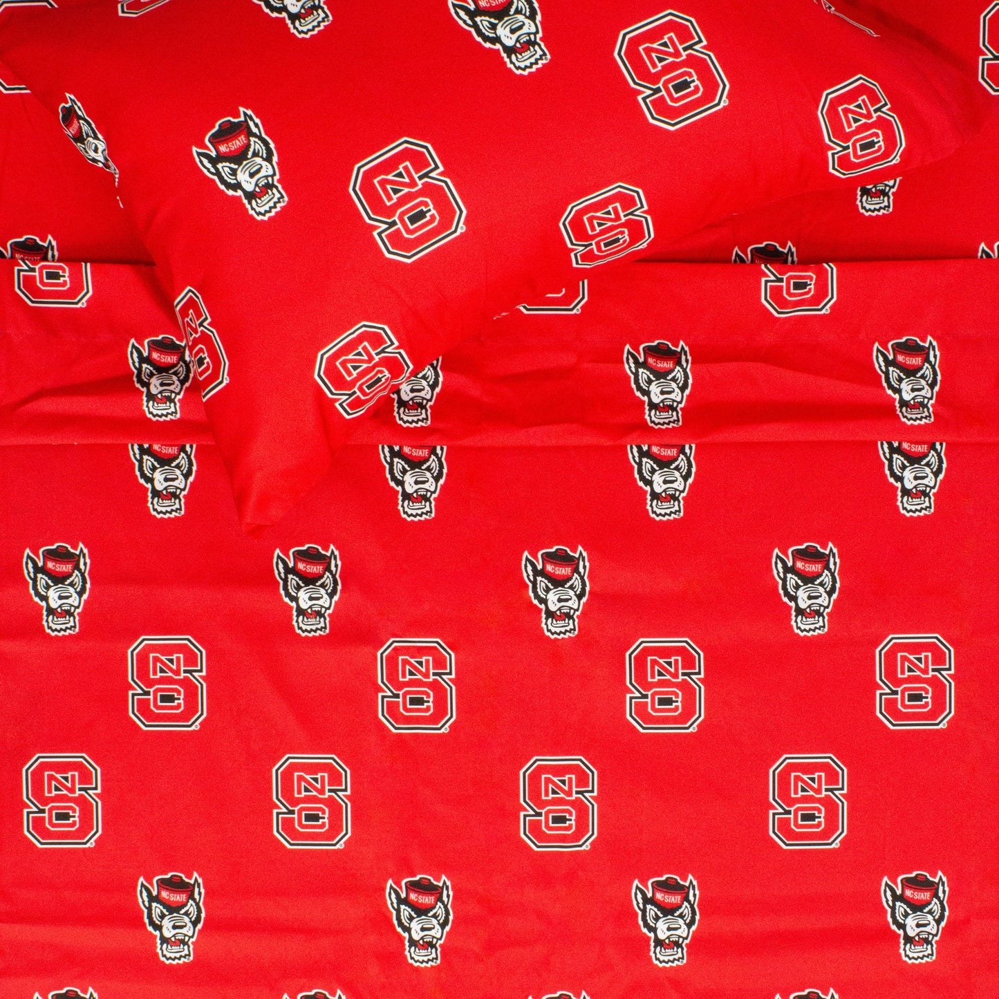 College Covers Everything Comfy North Carolina State Wolfpack Queen Sized 4 Piece Sheet Set, Team Color Background, 1 Flat Sheet, 1 Fitted Sheet, 2 Pillowcases