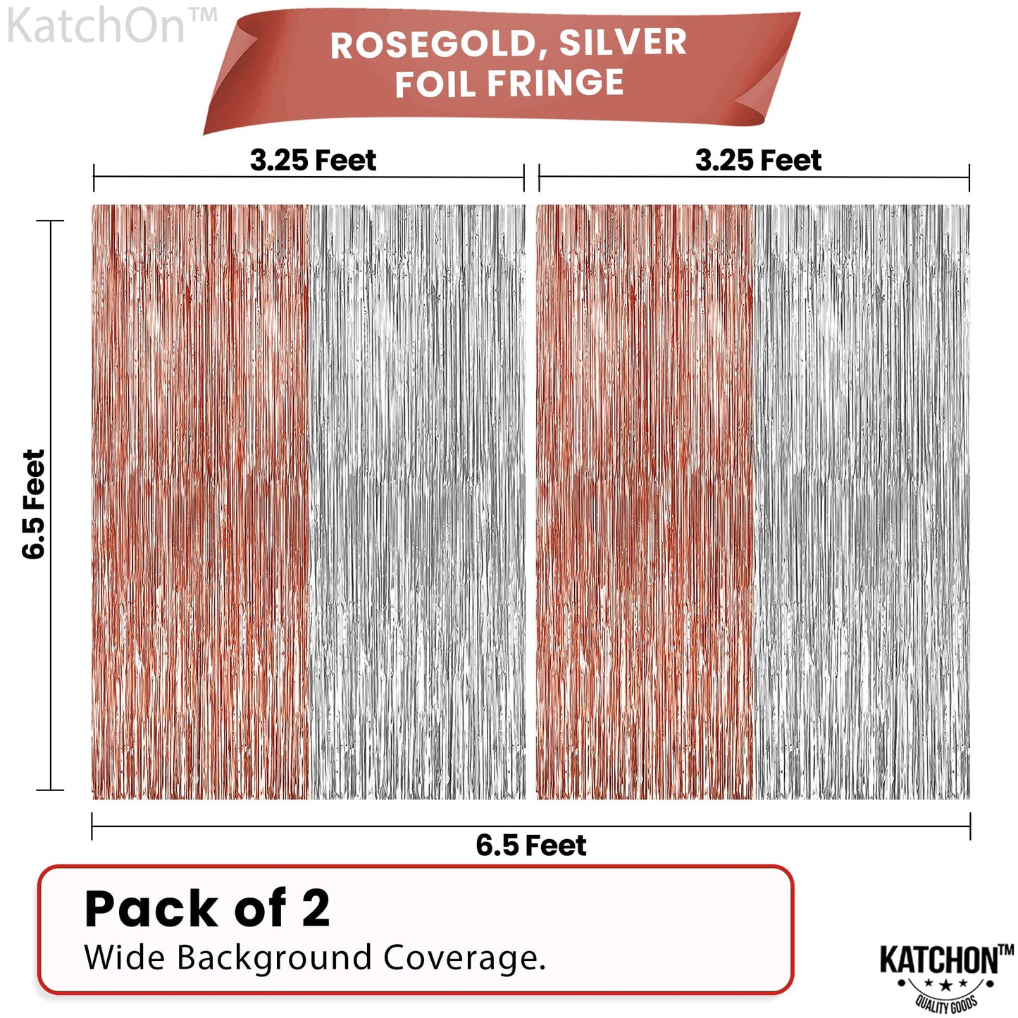 KatchOn, Silver and Rose Gold Fringe Backdrop, Pack of 2 | Silver & Rose Gold Streamers for 16th Birthday, Baby Shower | Bachelorette Party, Bridal Shower Decorations | Graduation Decorations 2026