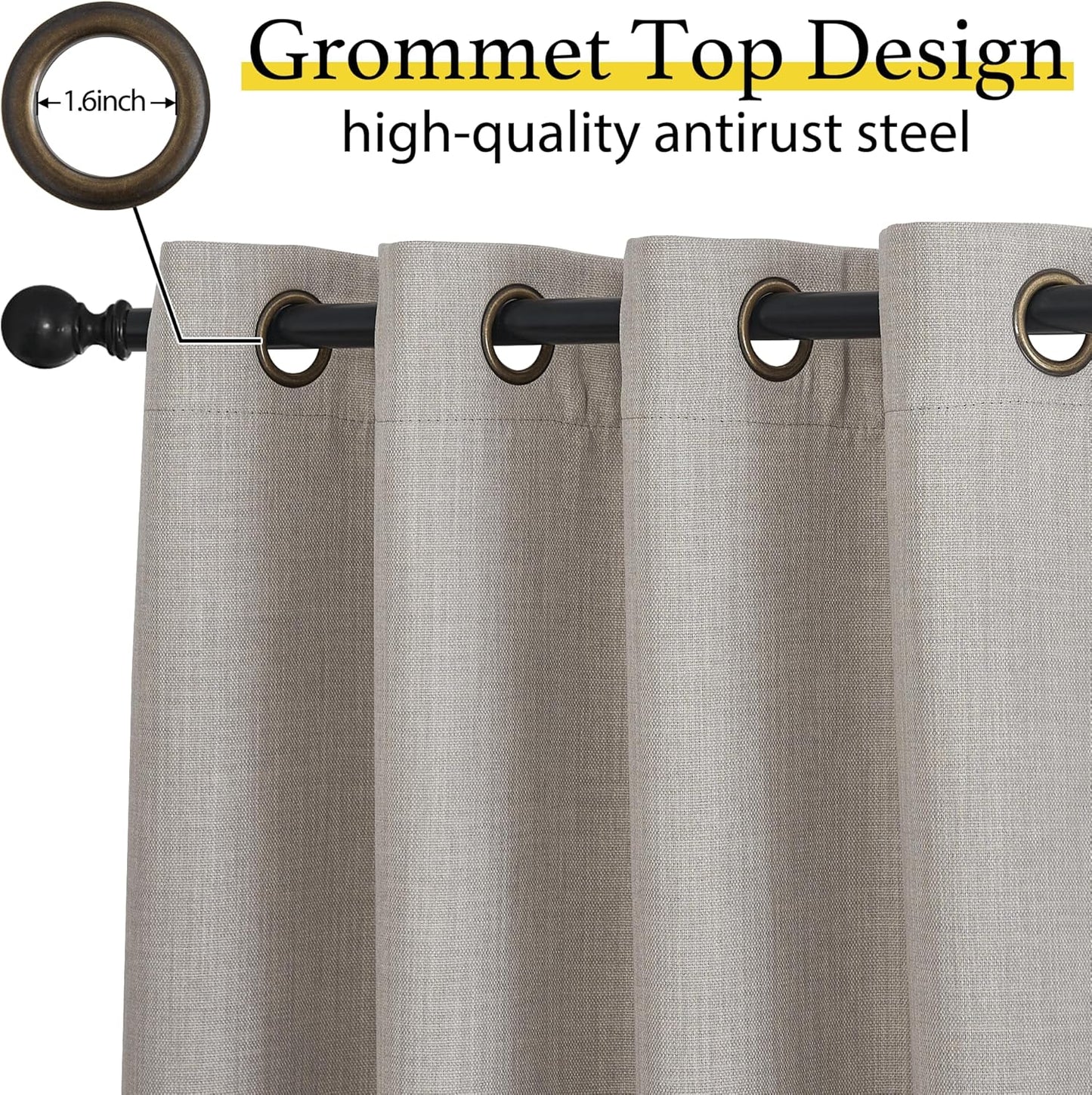 NICETOWN Blackout Thermal Insulated Valances - Farmhouse Short Curtains for Living Room | 34" W x 36" L, Angora, 2 Panels