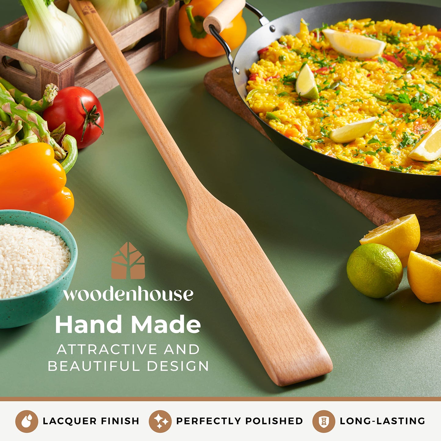 Wooden Paddle for Cooking, Stirring Paddle – 24" Crawfish Paddle – Heavy Duty Long Wooden Spoon for Large Stock Pots by Woodenhouse