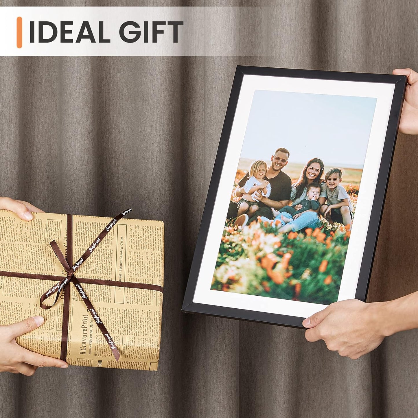 Upsimples 11x17 Picture Frame - Versatile Display for 9x15 with Mat or 11x17 Without - Black, 1 Pack