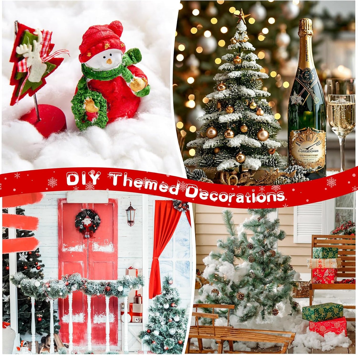 Skiennix Fake Snow Decor - 520g Fluffy Artificial Snow for DIY Christmas & Holiday Displays