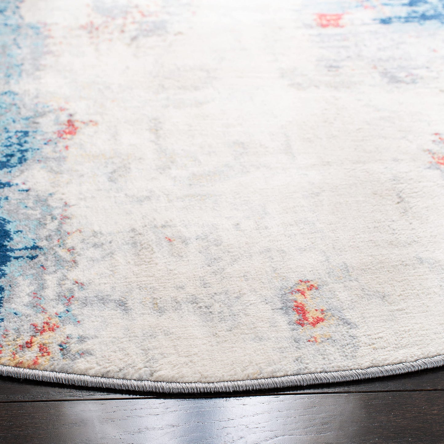 SAFAVIEH Jasper Collection 5' Round Grey / Red JSP101C Modern Abstract Non-Shedding Dining Room Entryway Foyer Living Room Bedroom Area Rug