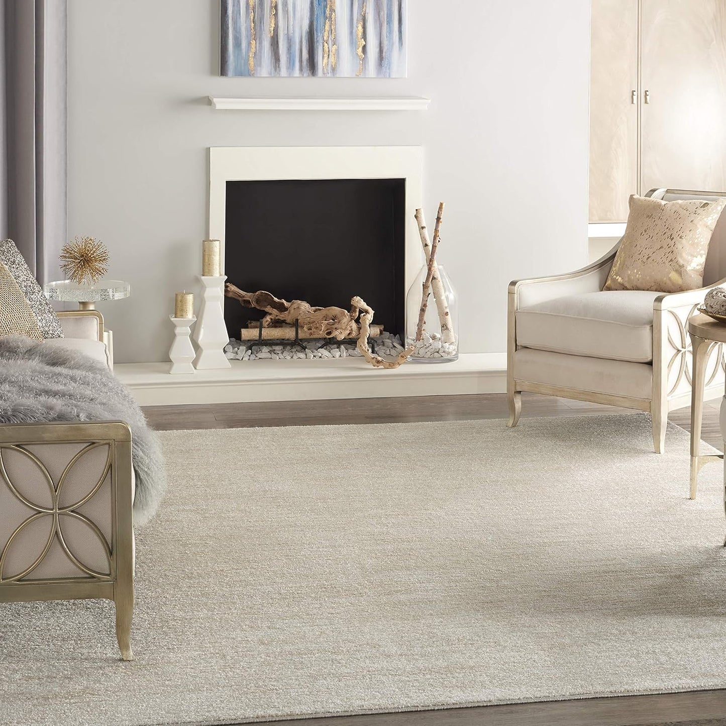 Nourison Home Area Rug - Essentials Ivory Beige, Easy Clean, Non-Shedding | 10' x 14' for Living Room, Bedroom, Kitchen