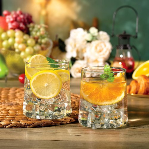 Joseph Sedgh Collection Clear Glass Tumbler Set of 4 – 16.5 oz Borosilicate Drinking Glasses – Durable, Lead-Free, Dishwasher Safe – Modern Water, Juice, Cocktail Glasses