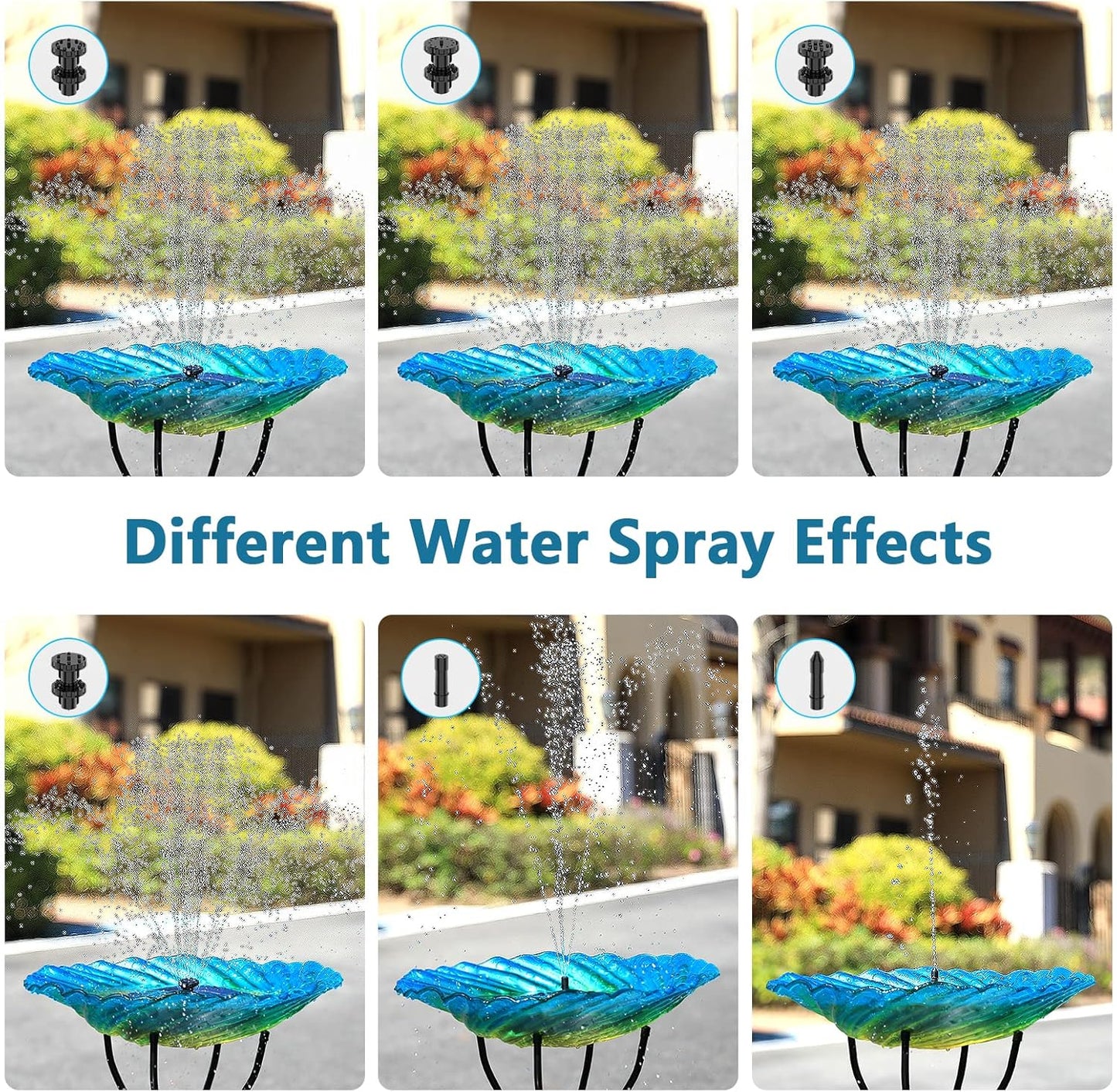 Skiennix 3.5W Outdoor Solar Garden Fountain - 6 Nozzles for Bird Bath & Aquarium Decor