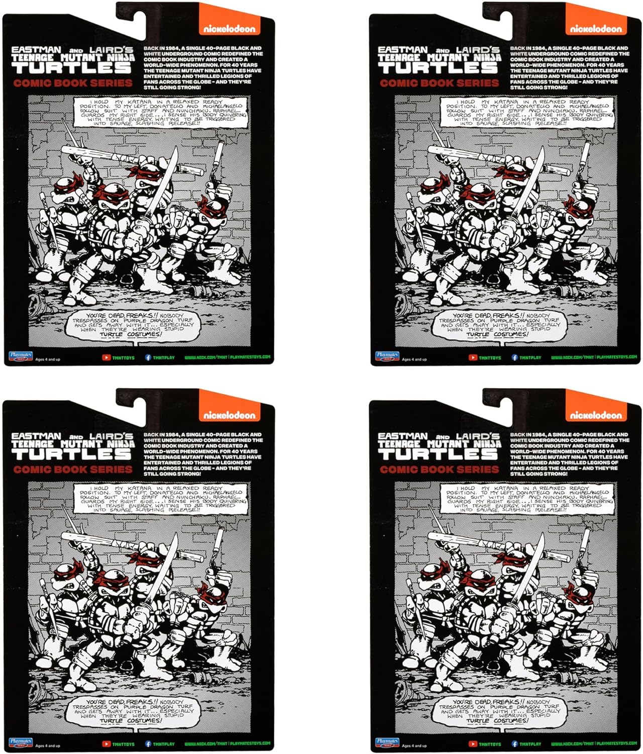 Playmates Toys Teenage Mutant Ninja Turtles Black and White Comic Book Figures | Includes Comic Book