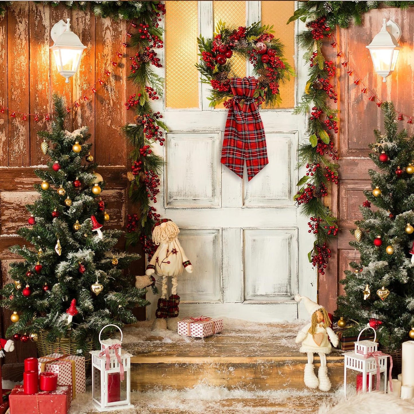 Regine Switzerland Christmas Wreath Sash - Red Buffalo Plaid Satin Ribbon | 5.1 x 54.3" Indoor/Outdoor Decor