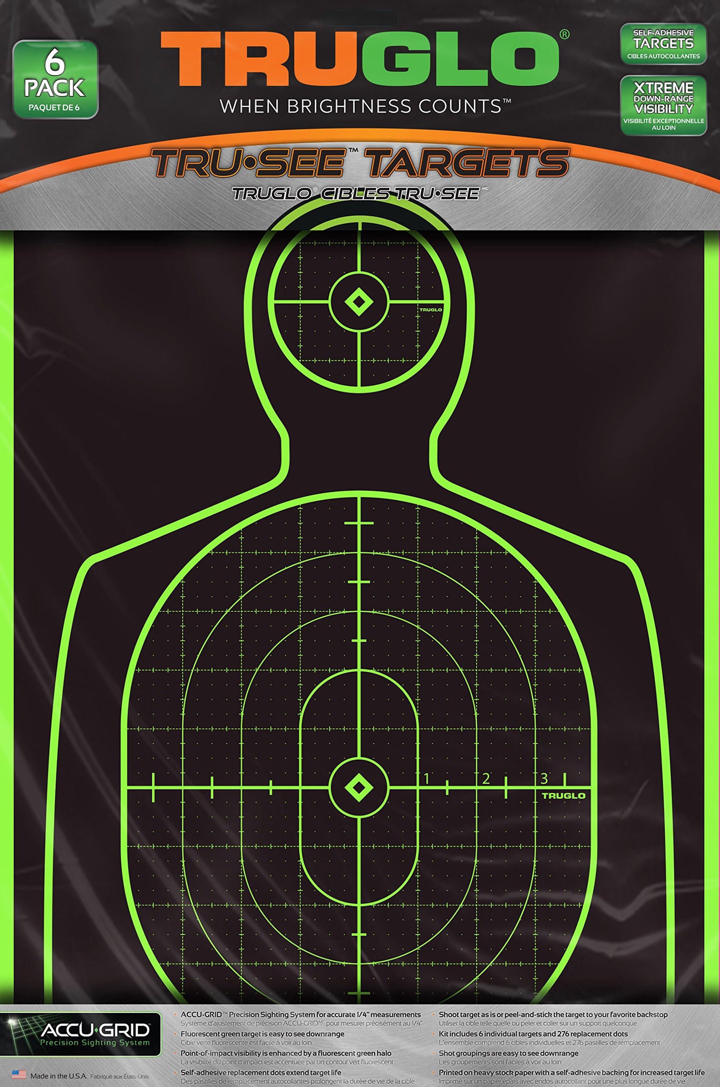 TRUGLO 12X18 Tru-See Bright Fluorescent Self-Adhesive High-Visible Reactive Splatter Handgun Target, 6-Pack/Green