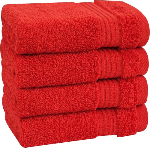 Cotton Paradise 100% Cotton Turkish Washcloth Set - 4 Soft Absorbent Red Towels for Bathroom