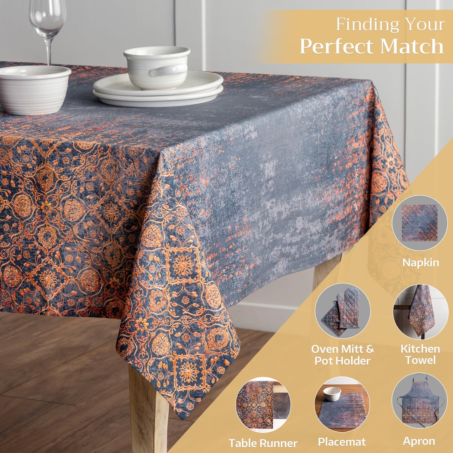 Maison d' Hermine Table Cloth Square Table 100% Cotton 60 x 60 Inches Fall Tablecloth Reusable Everyday Use for Thanksgiving Christmas Decorations Dining Farmhouse Party (Imperfection)