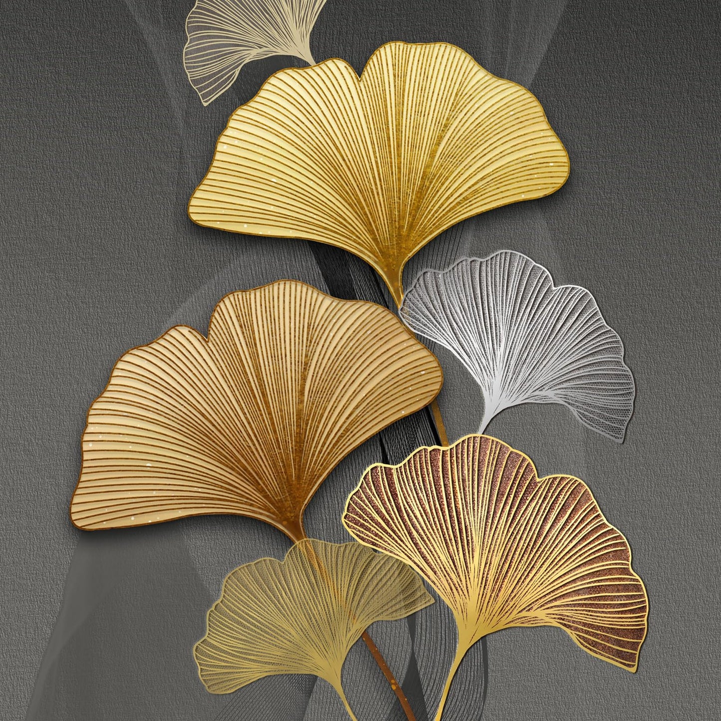 Framed Leaf Wall Art Set -Modern Gold Framed Abstract Leaves Prints Pictures Wall Decor, 3 Piece Minimalist Plant Paintings for Living Room Bedroom Home Office Kitchen and Dining Room Home Decor 12x16