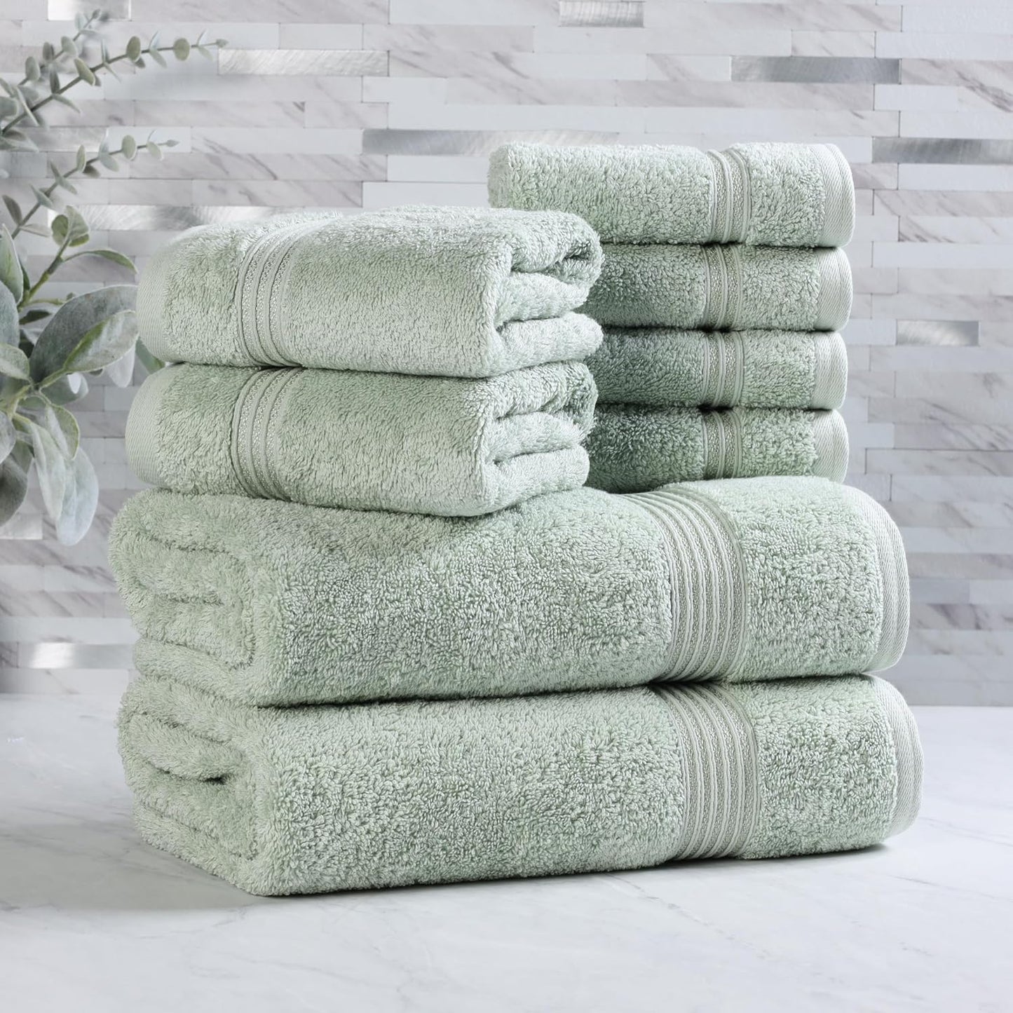 Superior Egyptian Cotton 6-Piece Towel Set, Bathroom Essentials, Towels For Bathroom, Apartment, Airbnb, Guest Bath, Face, Hand, Bath Towels, Washcloths, Absorbent, Fast Drying, Royal Purple