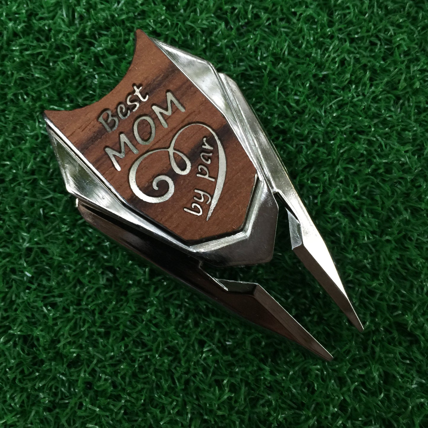 The Quintessential Hostess Best MOM by Par Teak Wood Divot Tool Golf Ball Marker Mom Gift Mother's Day