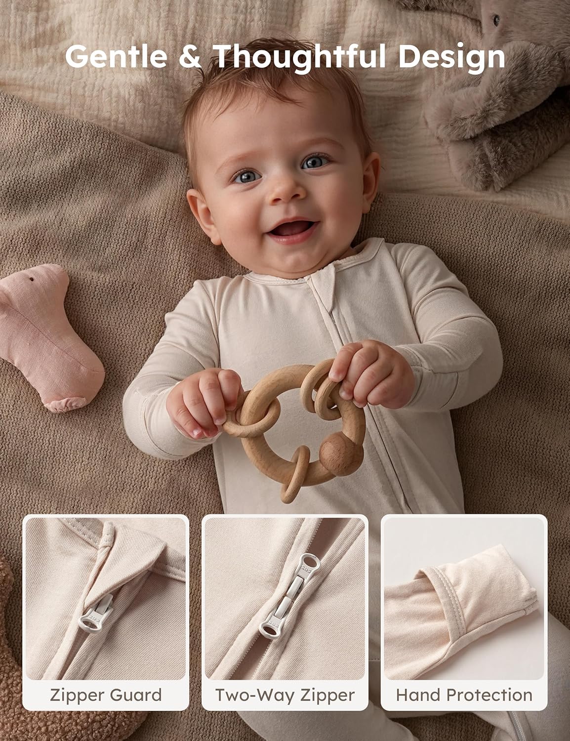 Yoofoss Baby Pajamas - Rayon Bamboo 3-Piece Footed Sleepers for Newborns | 0-3, 3-6, 6-9 Months