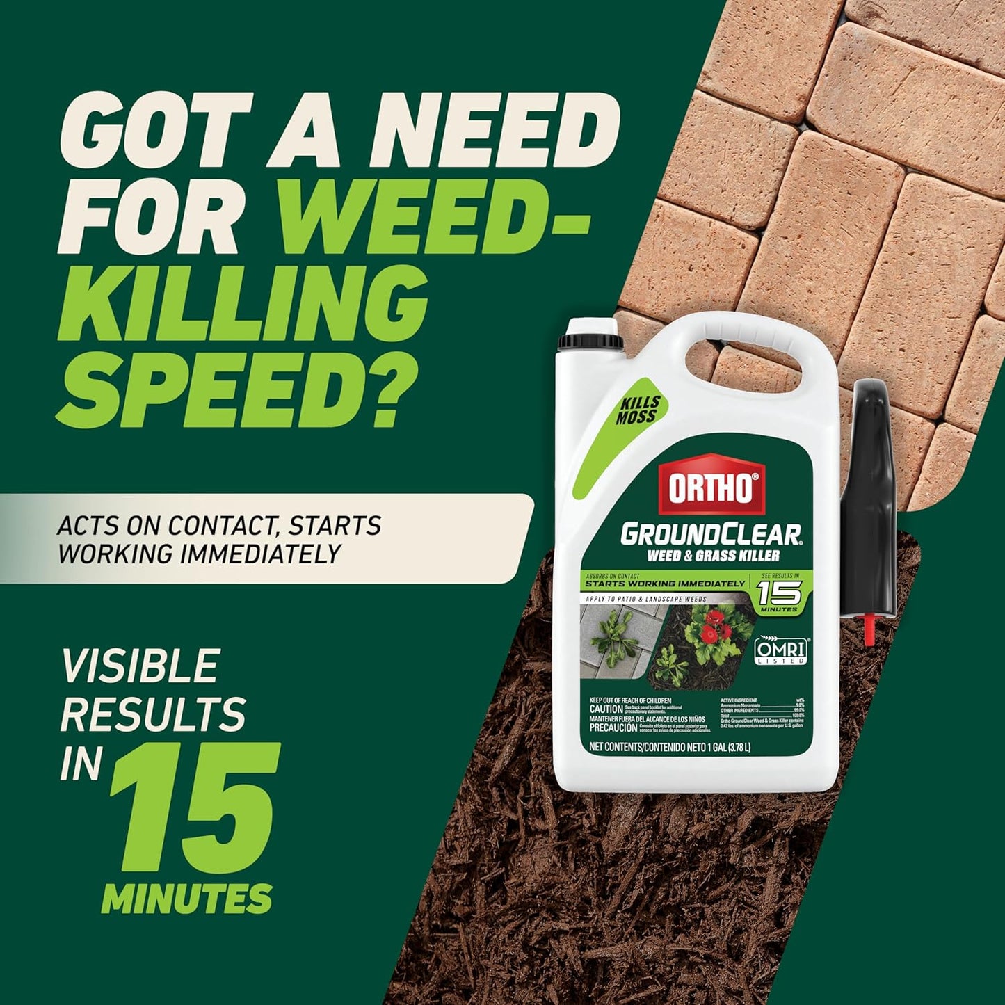 Ortho GroundClear Weed Killer - Comfort Wand for Easy Application | Kills Dandelions, Crabgrass & More - 1 Gallon