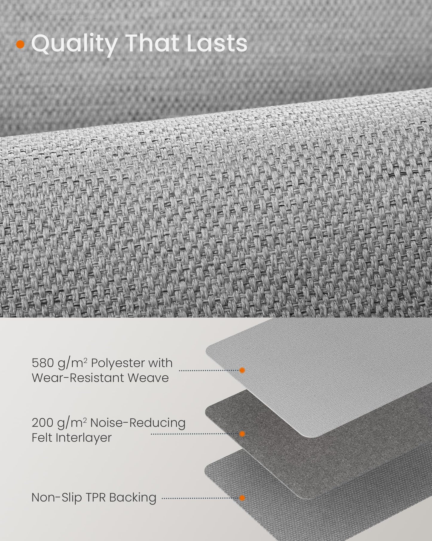 SONGMICS HOME Runner Rug 2.5x8 ft, Washable Area Rug for Living Room, Non-Slip Carpet, Faux Jute Rug, Home Decor, for Bedroom, Kitchen, Entryway, Dining Room, Dove Gray UTAR093G01