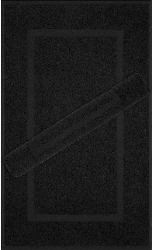 Cotton Paradise 100% Cotton Bath Mats - Soft, Absorbent, Quick-Dry Set of 2 | 20x34 Inches, Black