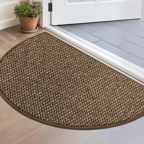 BEQHAUSE Dirt Trapper Door Mat - Non-Slip, Washable Entrance Rug | 17" x 30", Brown, Low Profile Design