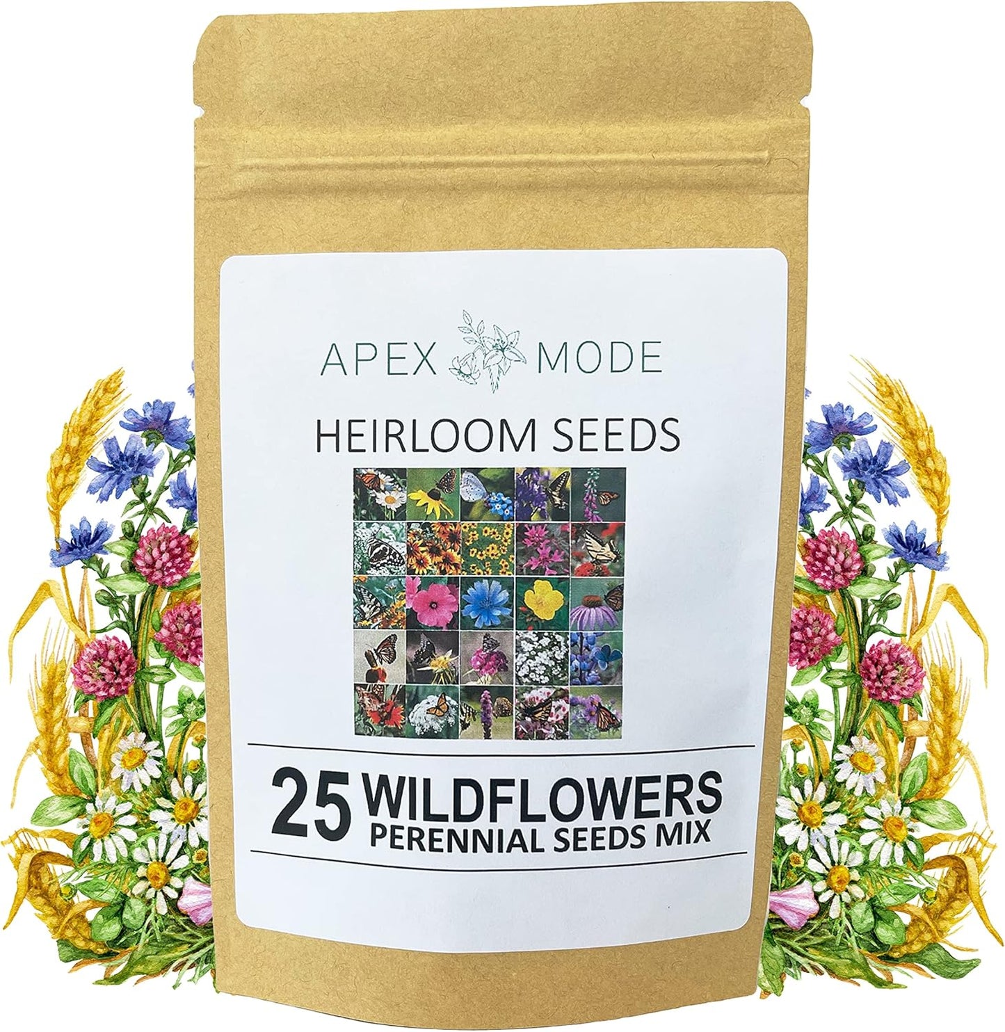 Perennial Wildflower Seeds - 100,000 Non-GMO Seeds for Hummingbird & Butterfly Gardens | 25 Varieties