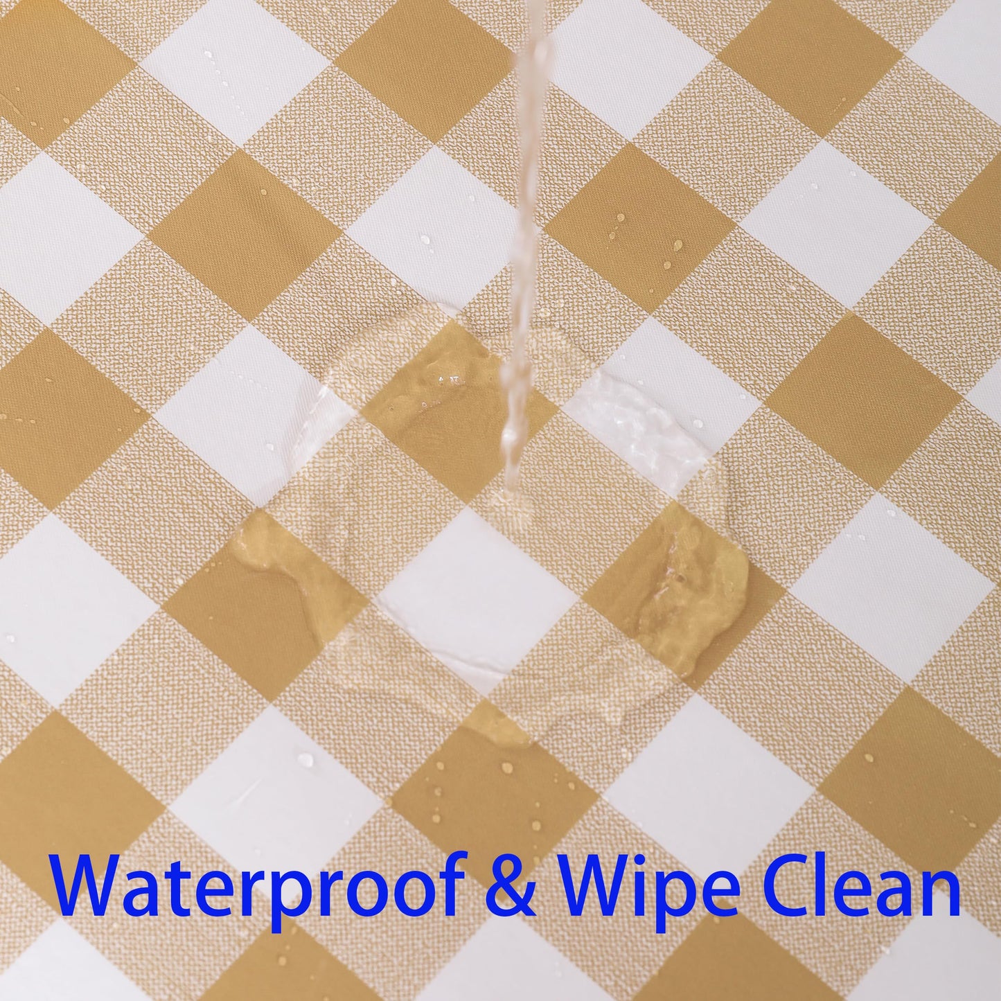 Heavy Duty Vinyl Tablecloth with Flannel Backing Waterproof Oil-Proof Plastic Table Cloth Stain-Resistant Wipeable Rectangle or Square Table Cover for Indoor and Outdoor (Khaki Checkered, 52x70 Inch)