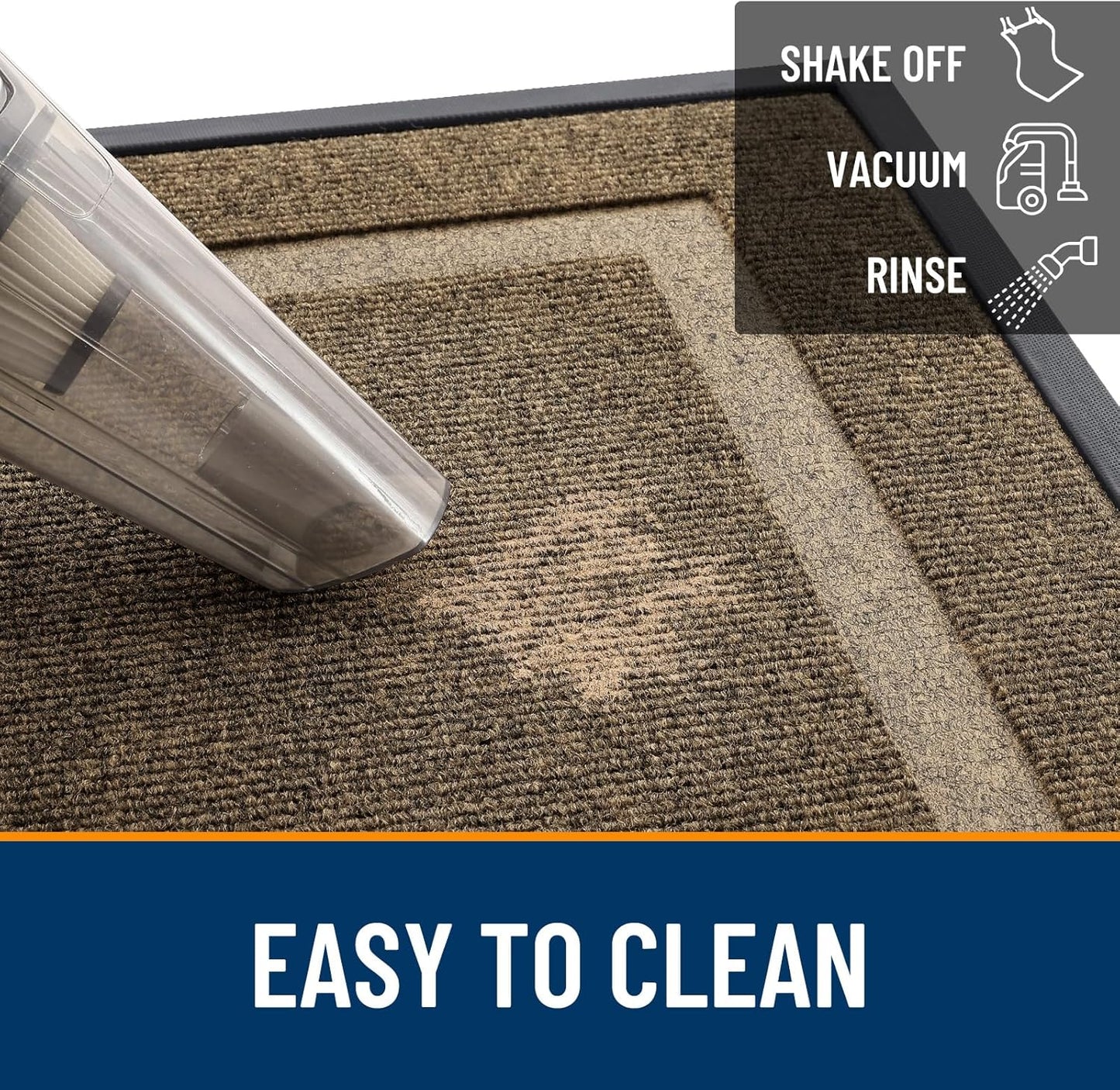 OLANLY Waterproof Front Door Mat - All-Season Indoor/Outdoor Doormat | Sturdy Natural Rubber, 47x23, Brown